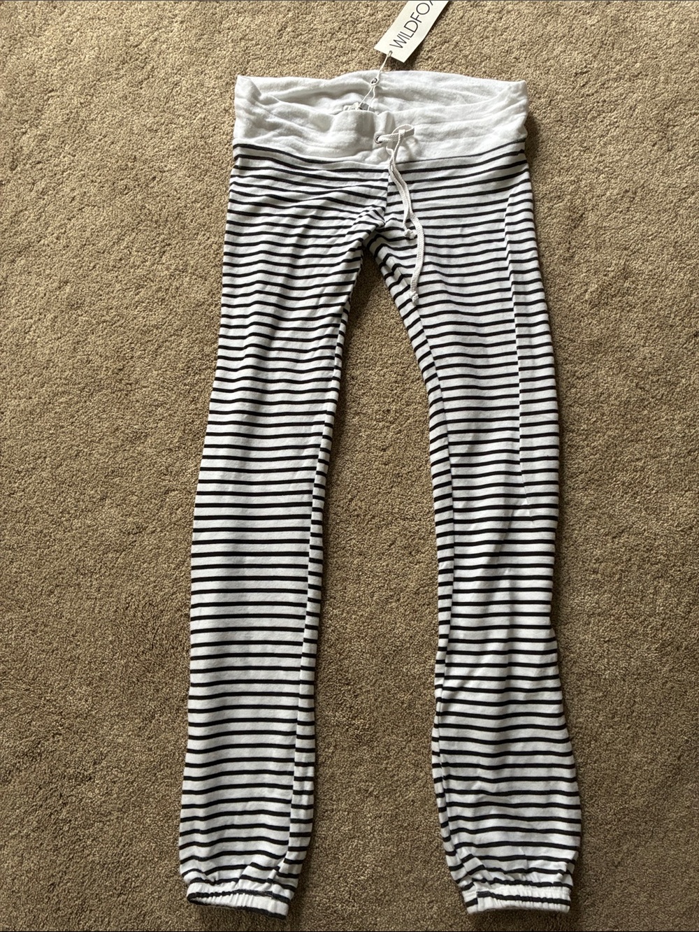 Wildfox Womens White and Black Striped Joggers